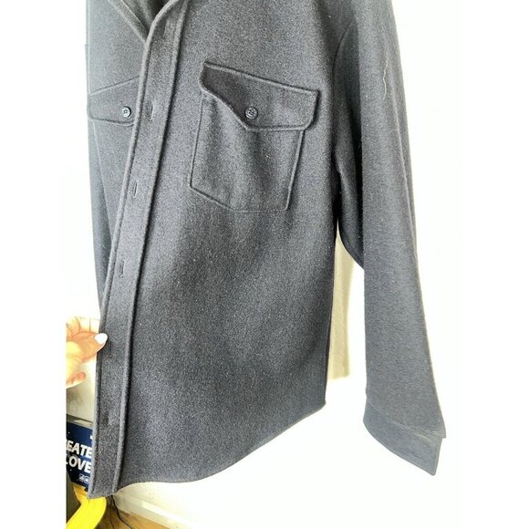 VTG Codet Canada Navy Blue Heavy Wool Button Shirt Jacket Camp Mackinaw XL H - Picture 6 of 8